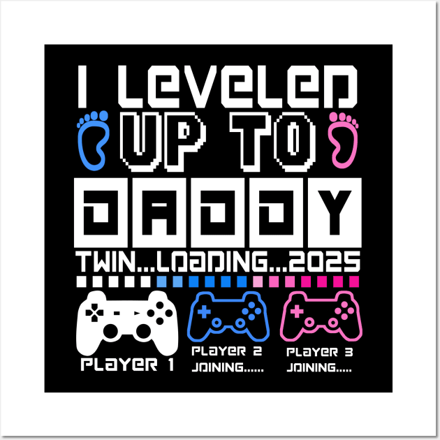 I Leveled Up To Daddy. Twin boy & girl Loading 2025. Soon To Be Dad Wall Art by ShopiLike